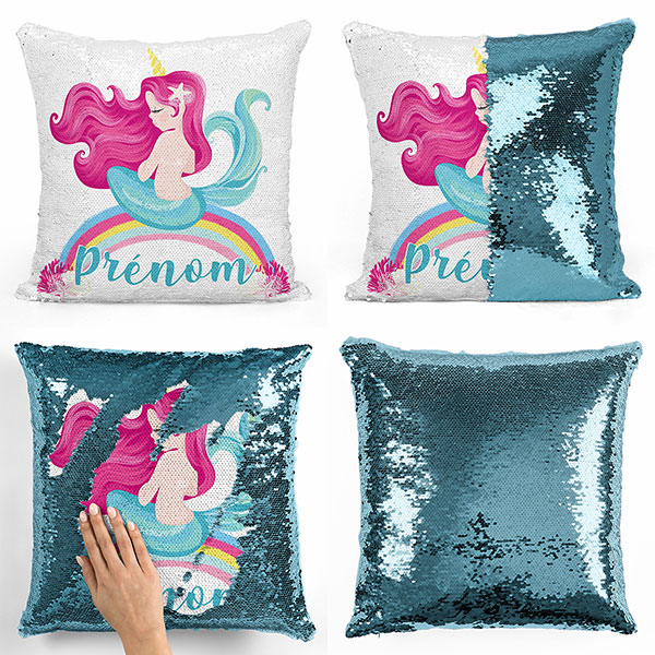 Magic Sequin Pillow Cushion Rainbow Siren