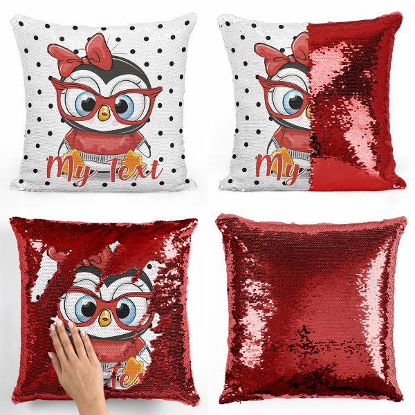 penguin sequin pillow